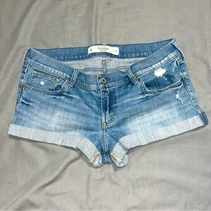 Abercrombie & Fitch Jean Shorts Denim Cuffed Distressed Cotton 10/30 Womens